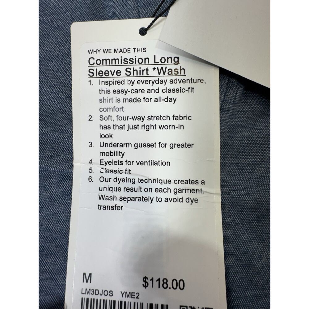 Lululemon Men's Commission Shirt Size Medium , Denim Comfortable Button Down - Picture 6 of 7